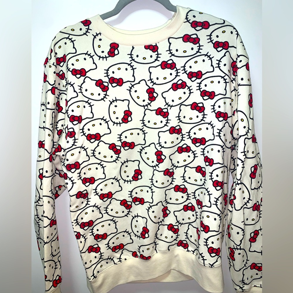 Hello Kitty all over sweater. Beige long sleeve size S